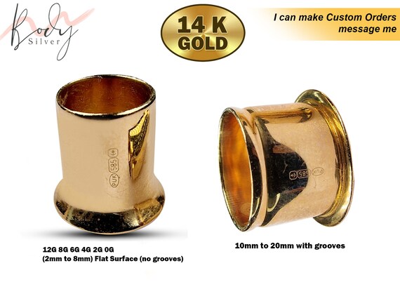 Single Flared Plugs 14K Gold Ear Tunnel Stretcher Plug Single