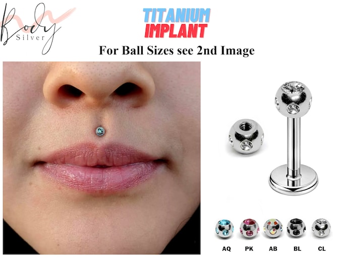 Titanium Lip Ring, Medusa Piercing Jewelry - Medusa Jewelry with Multi Crystal Ball - Body Piercing for Tragus, Cartilage, Helix, Madonna