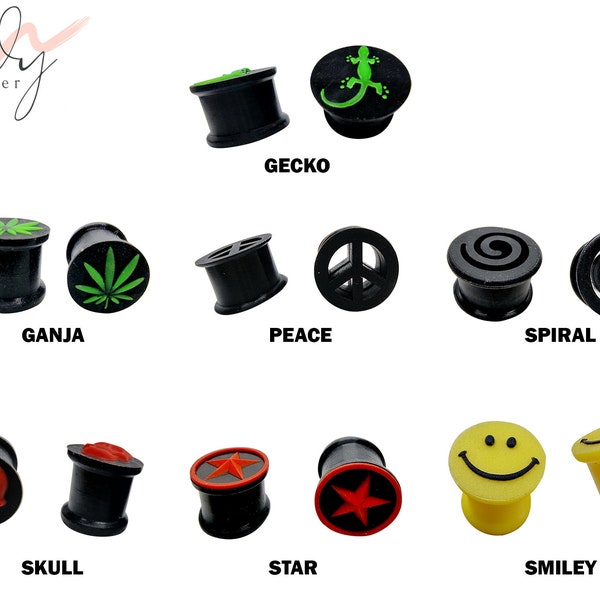 Soft Silicone Ear Gauges Flesh Tunnel with Various Designs -  Flexible Ear Eyelets - Plugs Retainer Gauges - Ear Stretcher  0G to" 9/16"