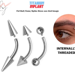 Titanium Eyebrow Piercing Curved Barbell - 16G 14G Internally Threaded Eyebrow Jewelry, Anti Eyebrow - Piercing Combination