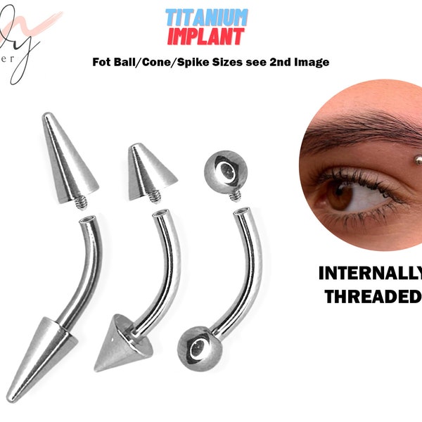 Titanium Eyebrow Piercing Curved Barbell - 16G 14G Internally Threaded Eyebrow Jewelry, Anti Eyebrow - Piercing Combination