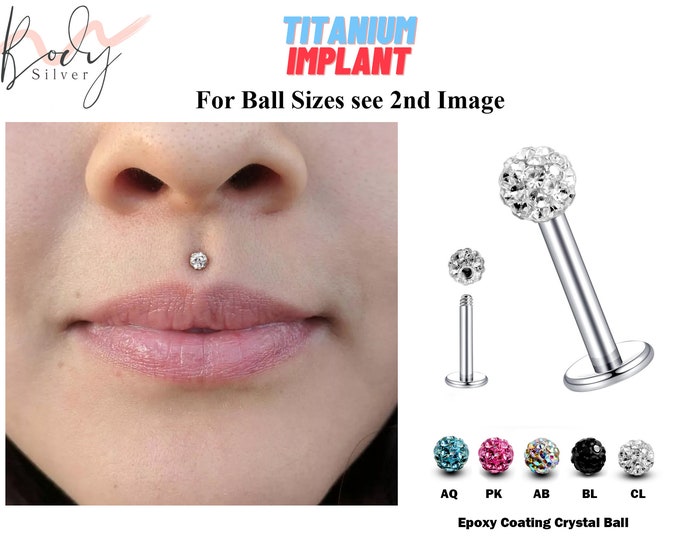 Titanium Medusa Lip Ring Labret Stud Piercing - Medusa Jewelry with Epoxy Coated Crystal Disco Ball - Body Piercing for Tragus, Cartilage