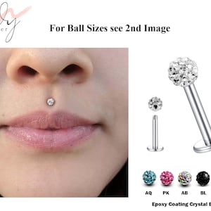 Medusa Lip Ring Labret Stud Piercing Jewelry - Medusa Jewelry with Epoxy Coated Crystal Disco Ball - Body Piercing for Tragus, Cartilage