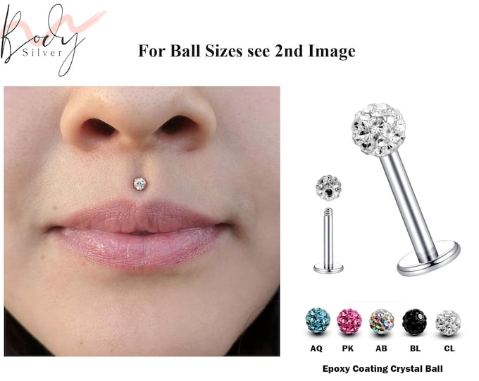 Medusa Lip Ring Labret Stud Piercing Jewelry - Medusa Jewelry with Epoxy Coated Crystal Disco Ball - Body Piercing for Tragus, Cartilage
