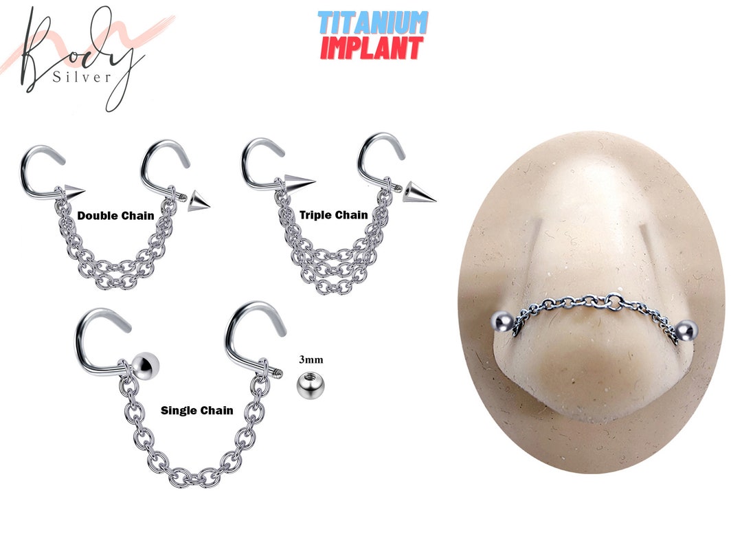 Titanium Nasallang Nose Chain Piercing Nostril Jewelry Nose - Etsy UK