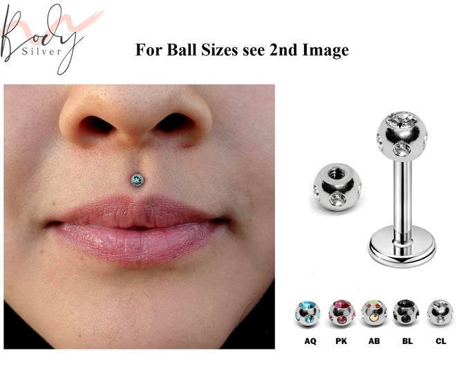 Lip Ring, Medusa Piercing Jewelry - Medusa Jewelry with Multi Crystal Ball - Body Piercing for Tragus, Cartilage, Helix, Madonna