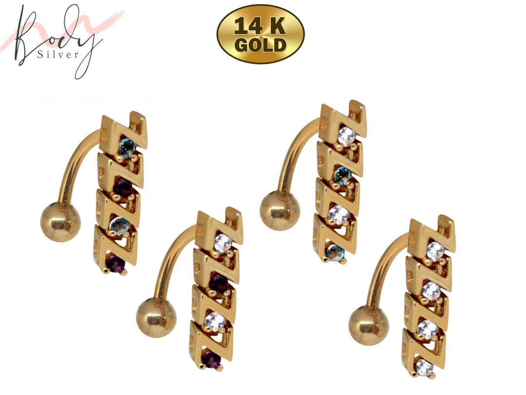 Belly Button Ring Reverse Loop 14K Gold Belly Button Rings Etsy