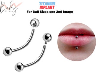 Titanium Lip Ring Vertical Labret Piercing Internal / External - 18g 16g 14g Lip Piercing Curved Bar, Body Jewelry Also for Eyebrow Ring