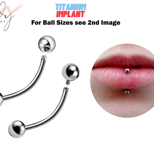 Titanium Lip Ring Vertical Labret Piercing Internal / External - 18g 16g 14g Lip Piercing Curved Bar, Body Jewelry Also for Eyebrow Ring