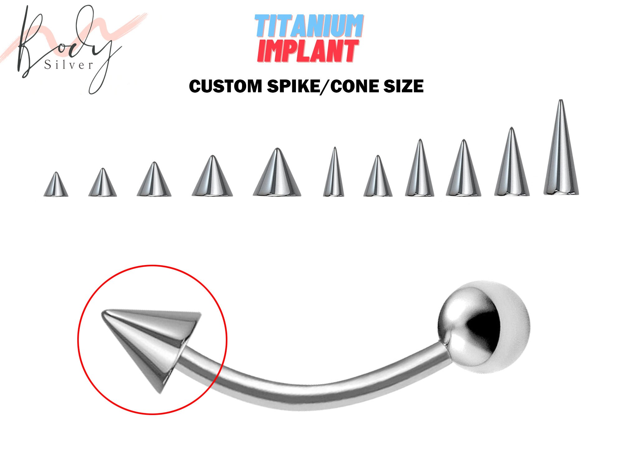 Titanium Spike Curved Barbell Piercing Vertical Labret Jewelry Etsy