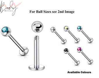 Flat Back Cartilage Earring - Tragus Earring with Crystal Gem Ball Body Piercing for Monroe Lip Ring Tragus Helix Rook Earring Stud