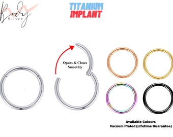 Titanium Clicker Hoops Earrings , Nose Ring - Color Septum Clicker Ring 8g 10g 12g 14g 16g 18g 20g - Piercing for, Helix, Tragus, Cartilage