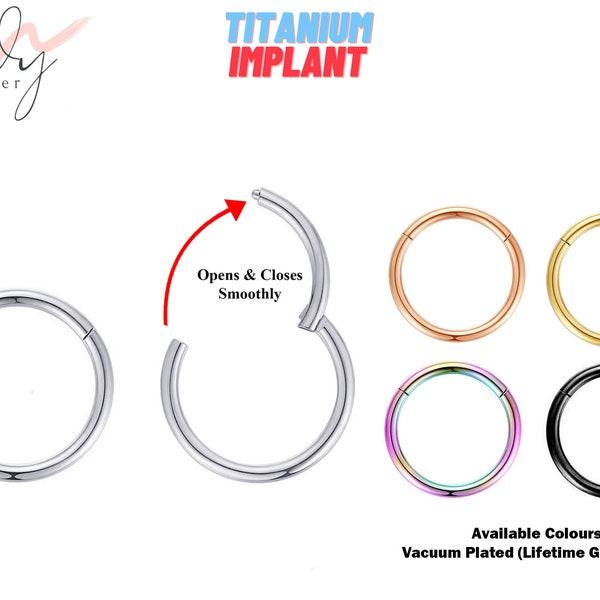 Titanium Clicker Hoops Earrings , Nose Ring - Color Septum Clicker Ring 8g 10g 12g 14g 16g 18g 20g - Piercing for, Helix, Tragus, Cartilage