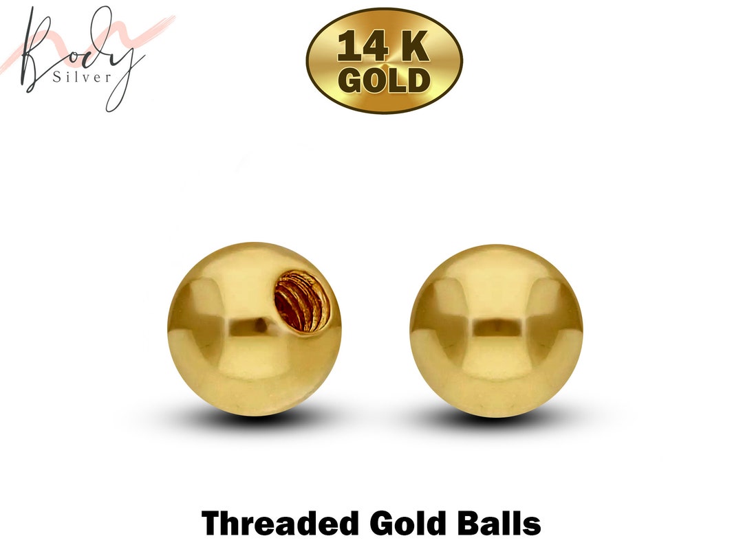 14K Solid Gold Threaded Piercing Balls Replacement Loose Etsy