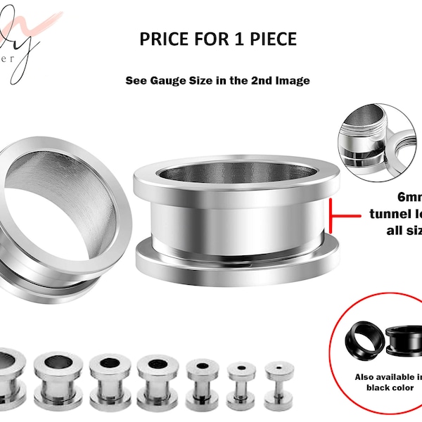 Tapones para carne, pendiente ensanchador, túnel de tapones de acero quirúrgico, forma cónica con perforación con tornillo, joyería para estirar el lóbulo de la oreja