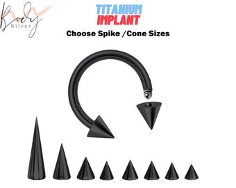 Black Spike Lip Piercing, Nose Ring CBB - Choose Cone / Spike Size for Piercing Stud - Body Piercing 18G 16G 14G