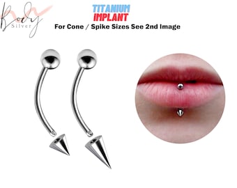 Titanium Cone / Spike Lip Ring Vertical Labret Piercing - 18g 16g 14g Long Spike Lip Piercing Curved Bar, Body Jewelry Also for Eyebrow Ring