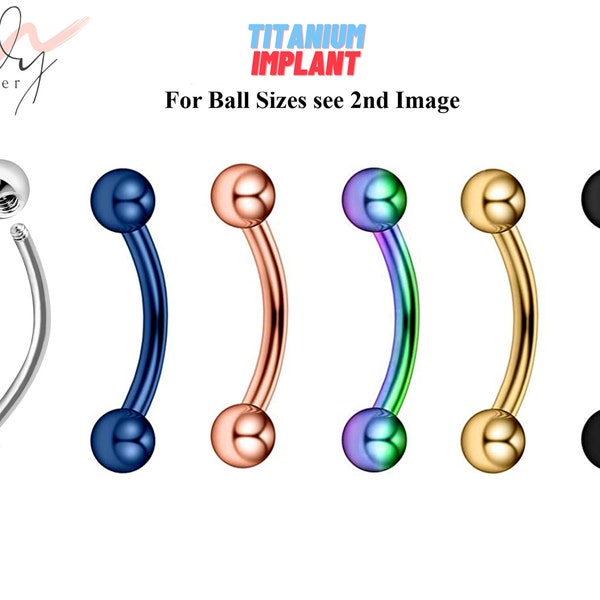 Titanium Eyebrow Jewelry, Cartilage Earrings - Bent Bar Earrings with Colors - Body Piercing for, Daith, Cartilage, Tragus, Helix