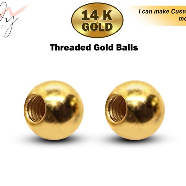 14K Solid Gold Threaded Piercing Balls -  Replacement, Loose Parts Piercing Jewelry for Barbells, Labrets, Horseshoe Piercing