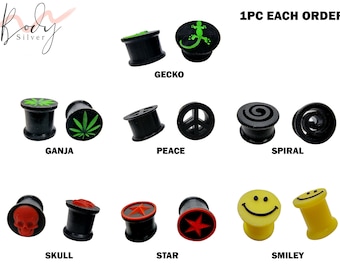 Soft Silicone Ear Gauges Flesh Tunnel with Various Designs -  Flexible Ear Eyelets - Plugs Retainer Gauges - Ear Stretcher  0G to" 9/16"