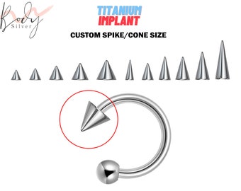 Titanium Spike Horseshoe Barbell Piercing for Nose Septum Ring, Lip Ring, Helix Ring Spike/Cone with Ball - Choose Spike Size in the Option