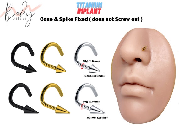 Titanium Spike Nostril Screw, Nostril Stud Cone Body Piercing 18g