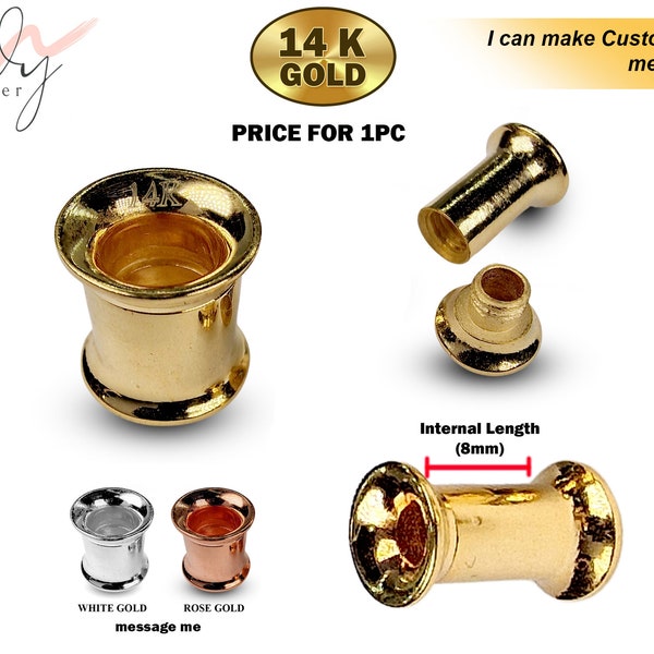 14K Gold Doppel Flared Plugs Ohrringe - 2g 4g 6g 8g 0g Ohr Tunnel Stretcher Plugs, Flared Öse - Expander Body Piercing