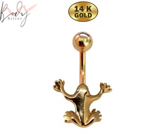 FERN Frog Belly Button Rings Animal Belly Bars Gem Navel Rings Belly Jewellery 