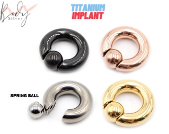 Titan Ball Hoop Ohrringe, BCR/CBR Nasenring mit Federball - 18g bis 00g Big Gauges Septum Nasenring Hoop, PA Ring, Ohrringe