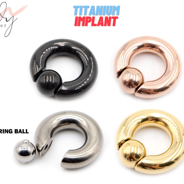 Titan Ball Hoop Ohrringe, BCR/CBR Nasenring mit Federball - 18g bis 00g Big Gauges Septum Nasenring Hoop, PA Ring, Ohrringe