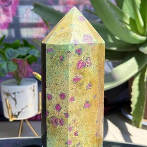 Ruby Zoisite Crystal Tower, 135mm Healing Wand, Heart Chakra Stone