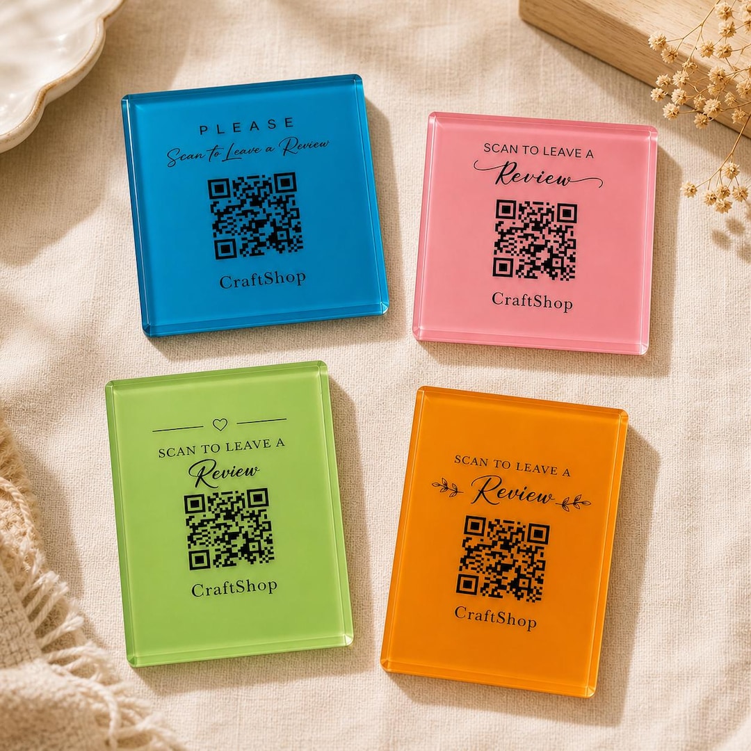 Qr Code Display Block Personlized Acrylic QR Code Sign, Custom Google Review & Social Media ...