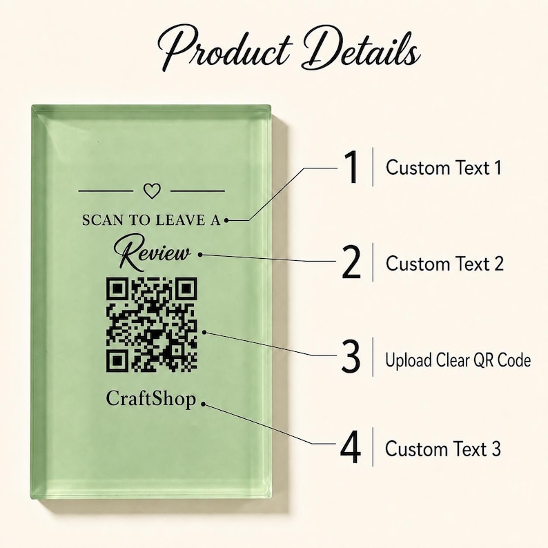 Qr Code Display Block Personlized Acrylic QR Code Sign, Custom Google Review & Social Media ...