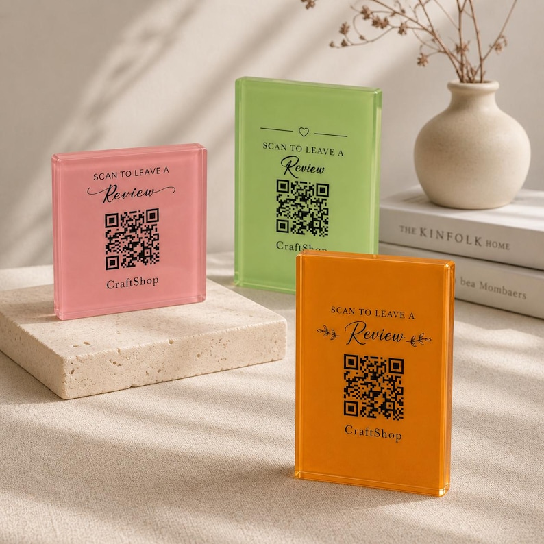 Qr Code Display Block Personlized Acrylic QR Code Sign, Custom Google Review & Social Media ...