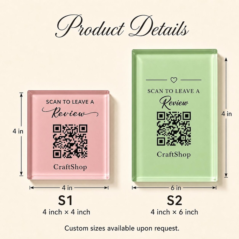 Qr Code Display Block Personlized Acrylic QR Code Sign, Custom Google Review & Social Media ...