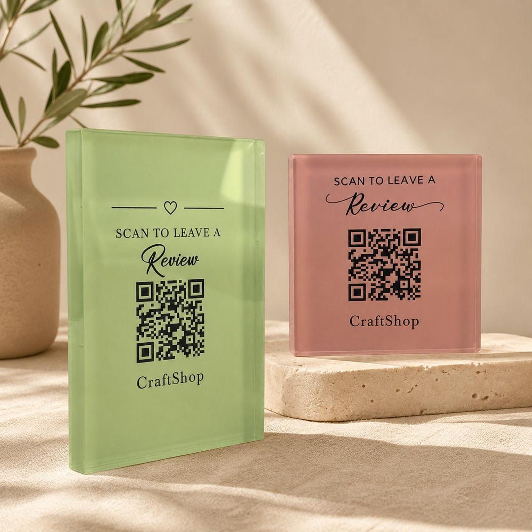 Qr Code Display Block Personlized Acrylic QR Code Sign, Custom Google Review & Social Media ...