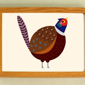 Pheasant Art Print - 'Phil' - A4 liggend - 100% gerecyclede kaart van 300 gsm van duurzame bronnen - PLASTICVRIJE VERPAKKING