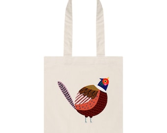 Pheasant Tote Bag - 'Phil' - Organic, Sustainable Cotton Twill - Plastic-Free Materials & Packaging