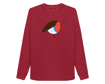 Ralph The Robin On A Sustainable Christmas Jumper For Women