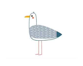 Seagull Art Print - ‘Chips' - A4 Landscape - 100% Recycled 300gsm Card From Sustainable Sources - Plastic-Free Packaging