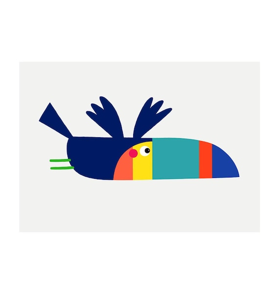 Toucan Art Print - 'Flapping Frank' - A4 Landscape - 100% Recycled 300gsm Card From Sustainable Sources - Plastic-Free Packaging