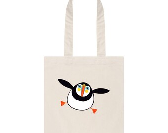 Puffin Tote Bag - 'Chaos' - Organic, Sustainable Cotton Twill - Plastic-Free Materials & Packaging