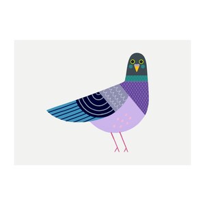 Pigeon Art Print - 'Woody' - A4 Landscape - 100% Recycled 300gsm Card From Sustainable Sources - Plastic-Free Packaging image 2