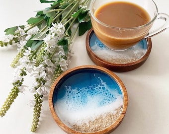 Podkładki z żywicy oceanicznej: drewno akacjowe, bambus lub korek