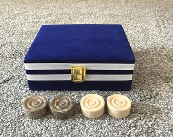 Juego de fichas de damas extra de mármol gris y beige para tablero de 15 x 15 pulgadas, solo las fichas.