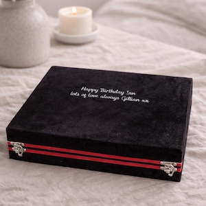 Customised Black Velvet Box for Storage of Chess Sets