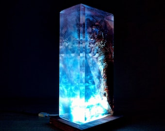 epoxy lamp, galaxy resin night light, desk lamp, table lamp, small lamp, office lamp, resin lamp, resin art, craft lamp, made to order