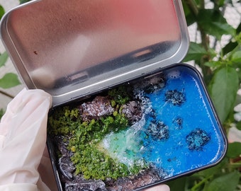 Tiny Box with Miniatures Resin Art, Ocean Miniature Art, Seascape diorama, Pocket-sized Natural Paradise Diorama, Tiny Worlds, Beach Art