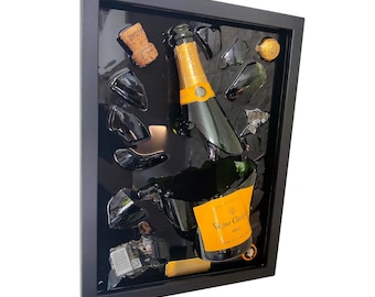 Veuve Clicquot BRUT CHAMPAGNE - shattered champagne, resin broken bottle, wall art, smashed champagne