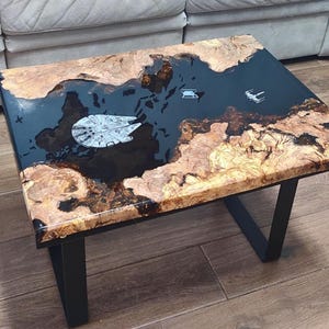 STAR WARS Resin Coffee Table - Live Edge Olive Wood, Epoxy River table, resin and wood, rustic coffee table, sofa coffee table